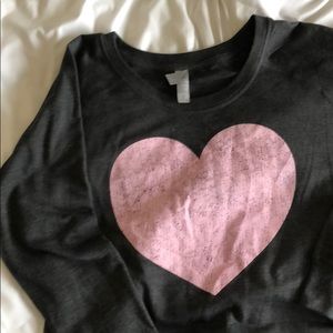 Brand new Charcoal gray sweatshirt with pink heart